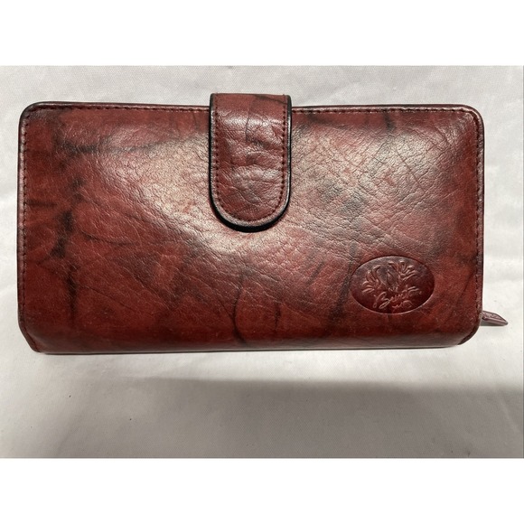 Buxton Handbags - Buxton Top Grain Cowhide Wallet Women's Checkbook Snap Closure Maroon